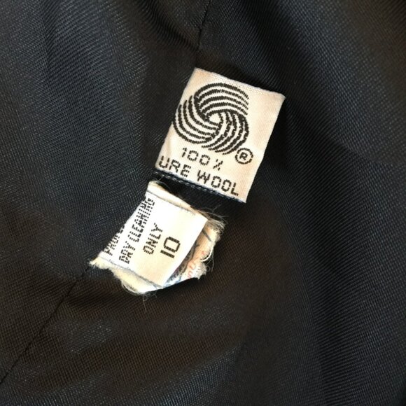 VINTAGE 100% WOOL LEATHER TRIM HOODED DUFFLE COAT WOMENS 10 BLACK MADE IN USA - Picture 10 of 14